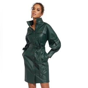New York & Company Faux-Leather Statement Sleeve Dress Size M New with Defects